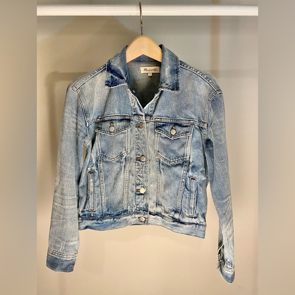 Madewell Boxy Crop Jean Jacket in Woodcourt Wash